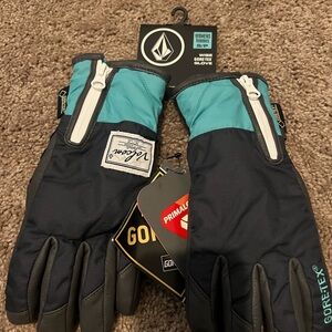 Volcom Women's Black and Teal Gore-Tex Gloves